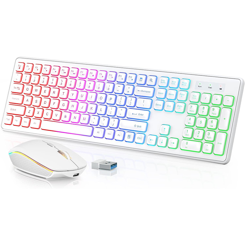 Gaming Keyboard Mechanical Wireless - Backlit Wireless Keyboard and Mouse,Quiet Light