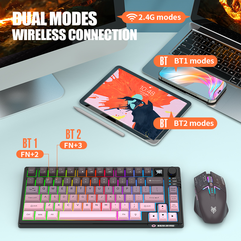 2.4G Dual-Mode Bluetooth Wirel - Gaming Keyboard Mechanical Wireless 评论和价格