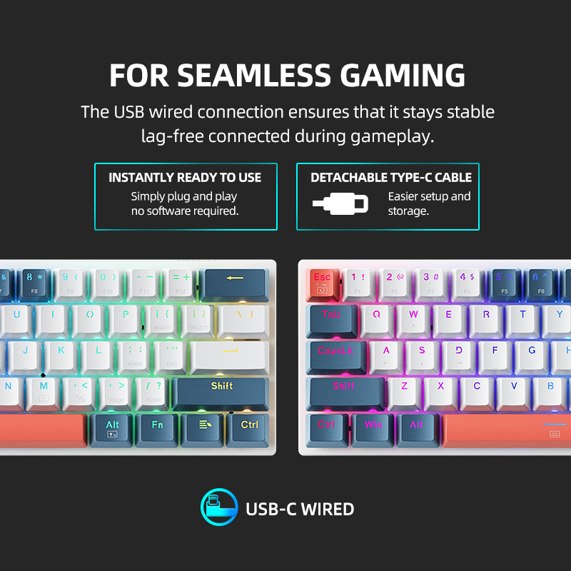 K500-B61 Machenike Mini Mechan - Keyboard Gaming Blue Switch 评论和价格