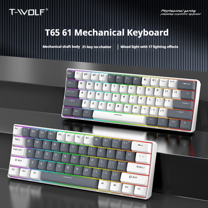 T-WOLF T65 Wired Mechanical Ke - Keyboard Gaming Mac 评论和价格