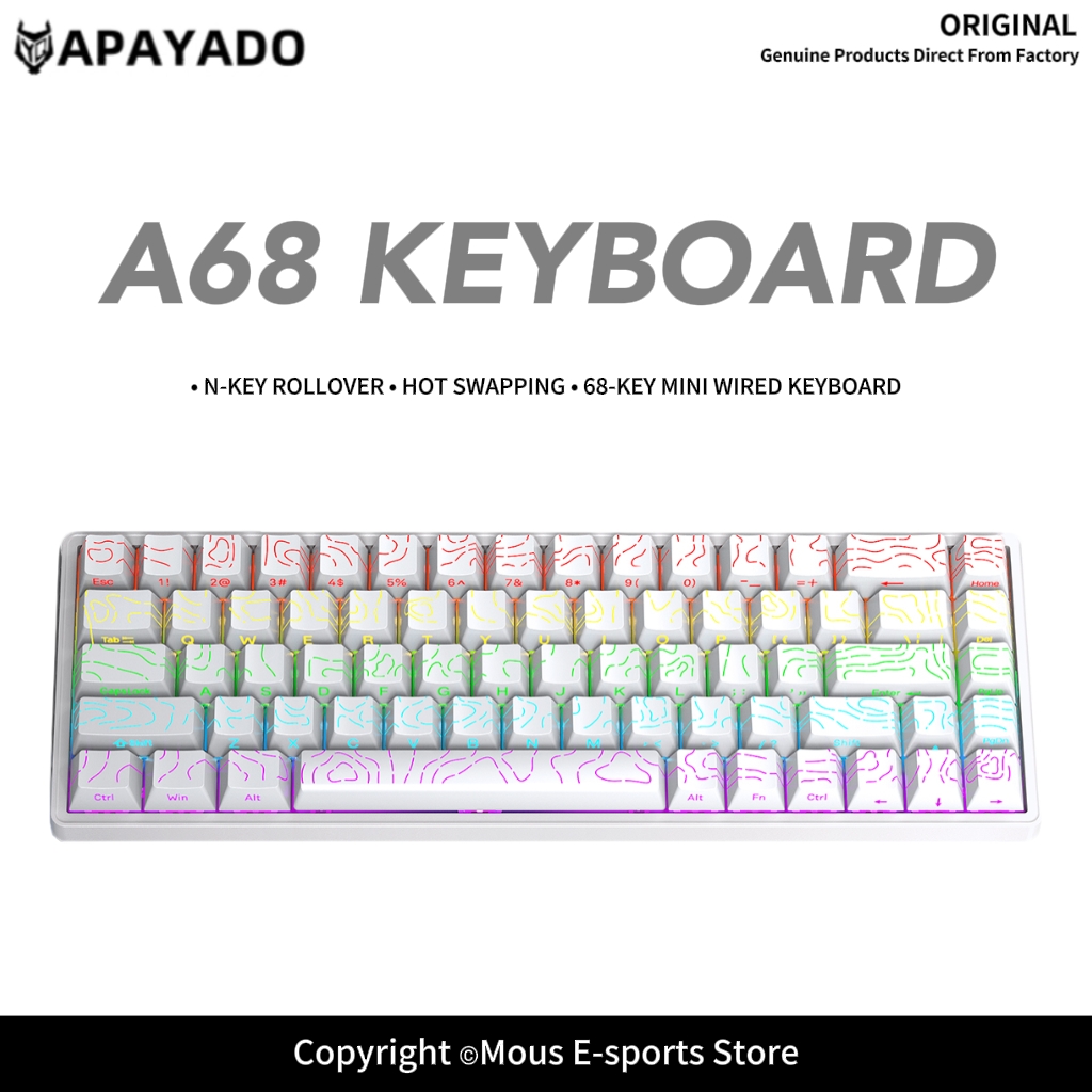 APAYADO A68 Wired Mechanical K - Keyboard Gaming Blue Switch 评论和价格