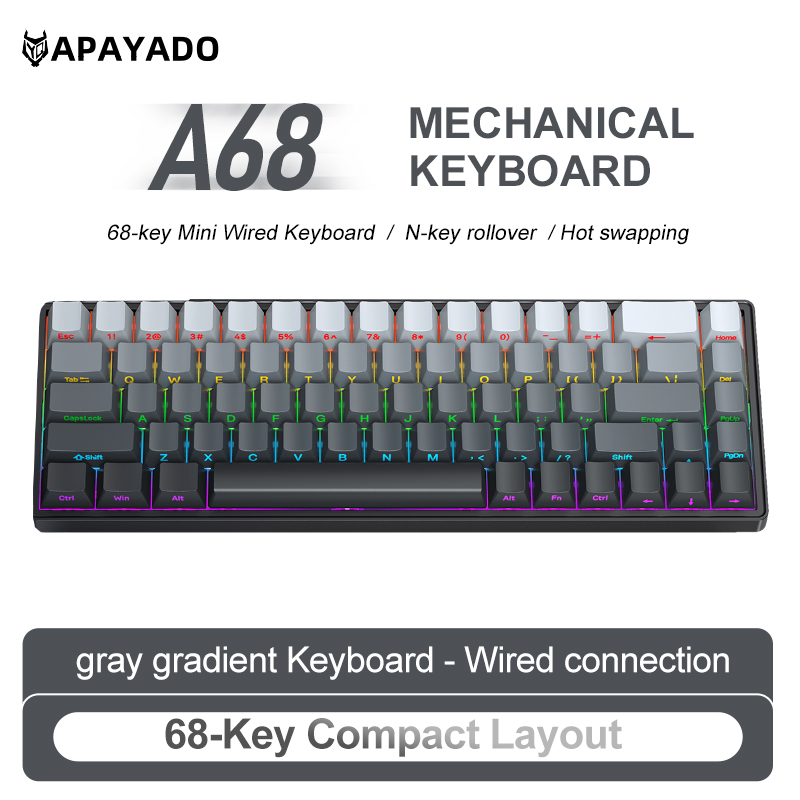 APAYADO A68 Wired Mechanical K - Keyboard Gaming Blue Switch 评论和价格